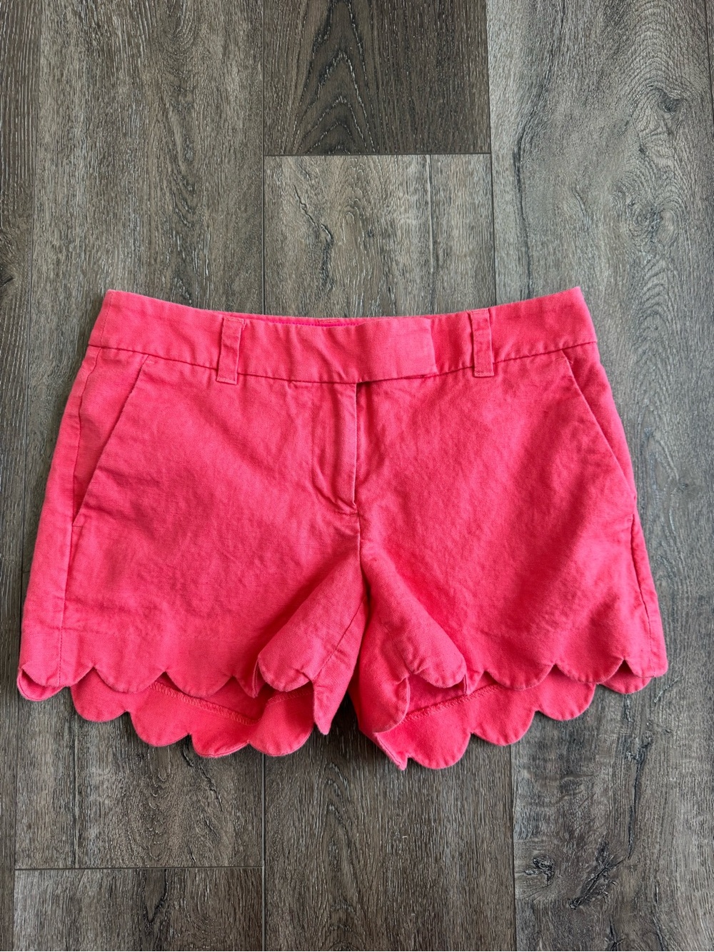 J. Crew Linen Women’s Pink Scallop Hem Shorts Women’s Size 0